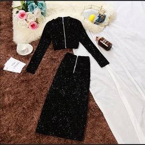 Sparkle velvet skirt set